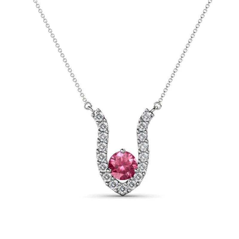Pink Tourmaline Diamond Accent 3/8 ctw Necklace 14K Gold 16 " Chain JP:229918 - Image 1 of 1