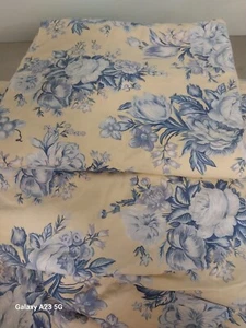 Sábanas Ralph Lauren QUEEN planas rosas azules sobre amarillo ¡El algodón más suave! - Imagen 1 de 8