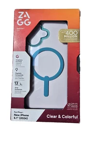 ZAGG Santa Cruz Snap with Kickstand Case for iPhone 16 NOT PRO Retro Blue Clear - Picture 1 of 3