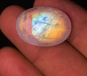 AAAA Quality Natural Rainbow Moonstone multi Fire Oval Shape Cabochon 16x22 MM - Picture 1 of 20