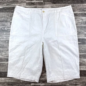 Lauren Ralph Lauren Carpenter Shorts Plus Size 20W White Linen Blend Bermuda - Picture 1 of 6