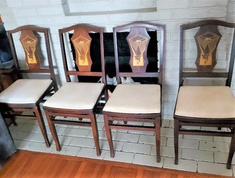 Vintage Wooden Louis Rastetter& Sons Solid Kumfort Folding Chairs Set Of 4 Cover