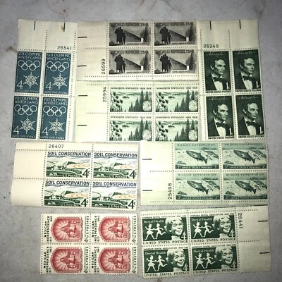Plate Blocks 1,3,4, Cents Late 50’s Early 60’s US 32 Stamps Hinged - Image 1 of 4