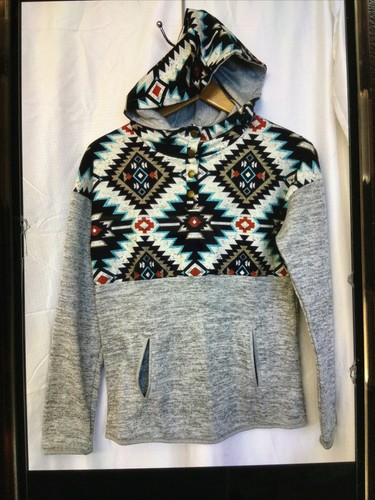 VETEMENTS Felpa donna con cappuccio Indian Creation Corp capo artigianale taglia small grigio azteco