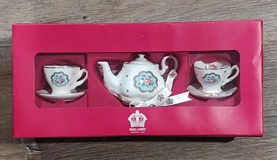 Royal Albert ORNAMENT 3 PC Set Mini Tea Service Country Roses Polka - image 1 of 2