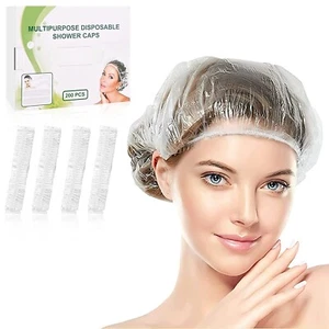 Disposable Shower Caps, 200PCS Disposable Clear Plastic Waterproof Hair Shower C - Picture 1 of 7