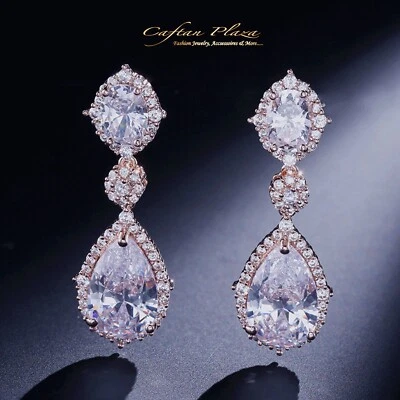 Pendientes colgantes Pendientes de circonitas de lujo AAA Cristales de Swarovski Stellux™ Oro rosa Foto 1 de 4