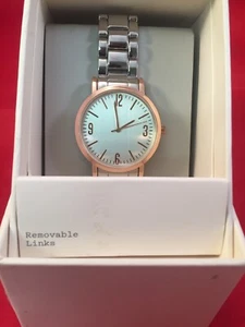 A New Day Watch ROSE GOLD Silver linked band NEW - Picture 1 of 4