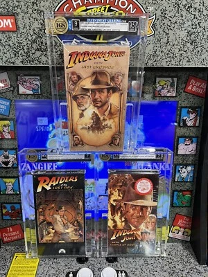 Indiana Jones Lot of 3: Raiders, Doom, Last Crusade Graded IGS Sealed VHS Minty! - Image 1 of 4