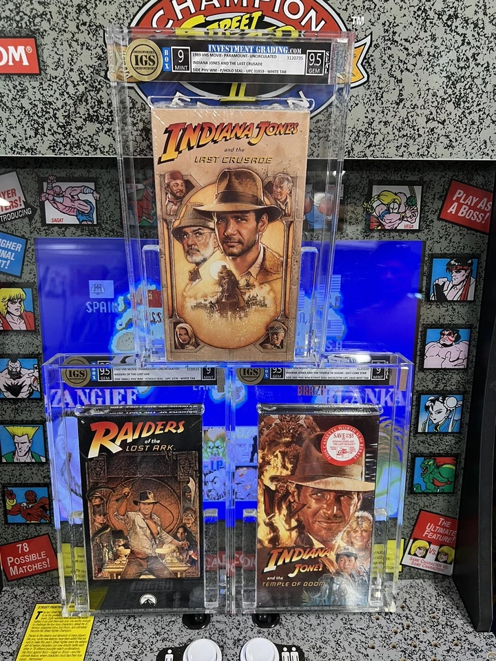 Indiana Jones Lot of 3: Raiders, Doom, Last Crusade Graded IGS Sealed VHS Minty! - Image 1 of 4