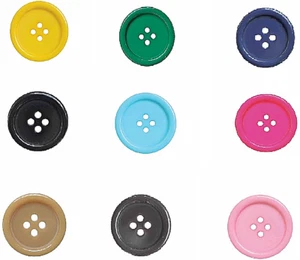 Coat buttons Round Fine Style - 4 hole novelty button - 25mm size - All colours - Picture 1 of 104