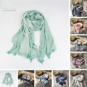 Bufanda Masculina Raya Bufanda Mixta Algodón Neutral Bufanda Larga Chal Pañuelo - Picture 1 of 37