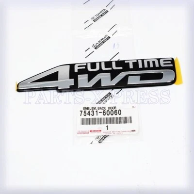 EMBLEMA ORIGINAL TOYOTA LAND CRUISER LEXUS TRASERO CROMADO "TIEMPO COMPLETO 4X4" 75431-60060 Foto 1 de 4