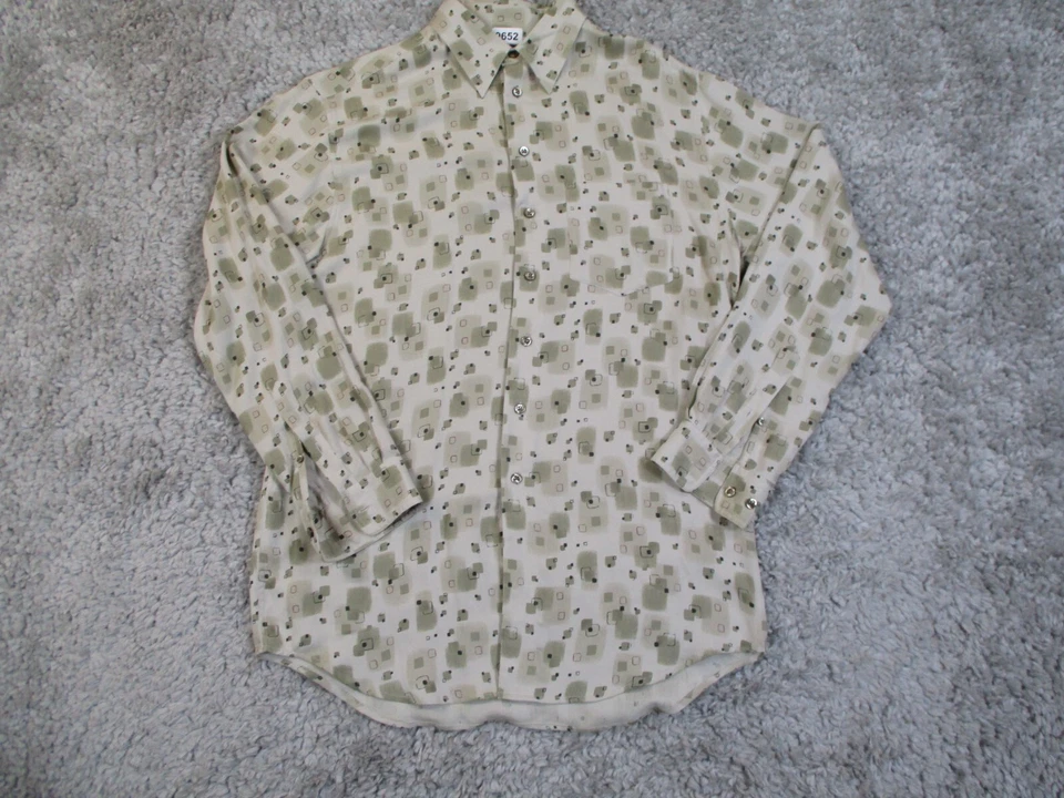 Camisa de Murano para hombre verde tostado medio MCM seda geométrica abotonada Foto 1 de 4