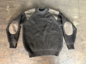 Maglione pesante Niffi marrone lana girocollo pannello scamosciato pescatore caccia XL - Foto 1 di 6