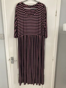 Size 22-24 Black And Pink Stripe Maxi Dress From Yours Clothing - Picture 1 of 4