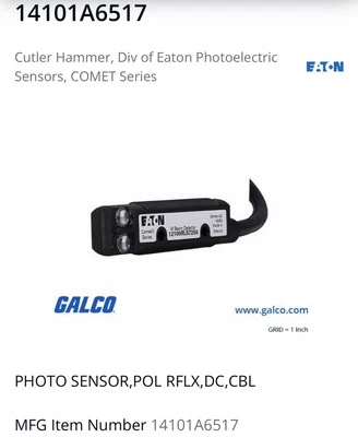 14101A6517 Eaton/Cutler Hammer Polarized Reflective Photoelectric Sensor  -SA - Image 1 of 3