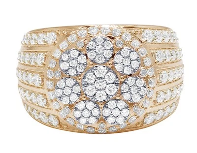 10K Rose-White Gold Cluster 2.8CT Real Diamond Pinky Ring 17MM - Image 1 of 4