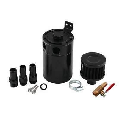 Black Aluminum Car Oil Catch Can Reservoir Tank Breather Filter Kits Accessory - Image 1 of 4