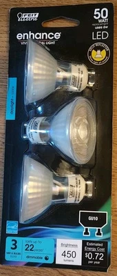 Feit Electric Enhance MR16 GU10 LED Light Bulb Daylight 50 Watt Equivalence 3 pk - Image 1 of 4