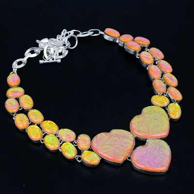 Orange Australian Triplet Opal 925 Sterling Silver Jewelry Necklace 18" VJ 3279 - Image 1 of 4