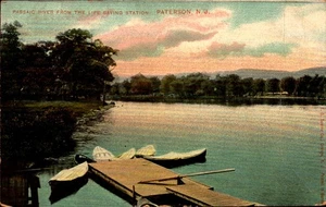 POSTCARD-RARE VIEW OF PASSAIC RIVER FROM LIFE SAVING STATION, PATERSON, NJ BK80 - Picture 1 of 2