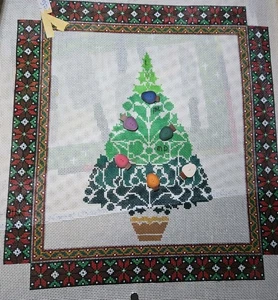 Christmas Tree By Mindy Needlepoint Designs With Charms. 14x12.5" - Picture 1 of 1