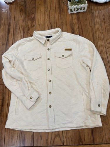 OFF WHITE Shacket trapuntato grande da uomo nuovo con etichette avorio colletto chiusura a scatto Simply Southern Coll