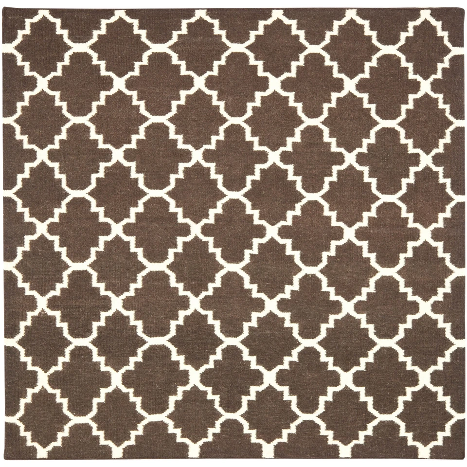 SAFAVIEH Dhurries DHU554C Handwoven Brown / Ivory Rug - Image 1 of 4