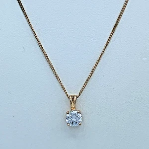 Charter Club Gold Tone Chain Necklace With A CZ Pendant 3-606 - Picture 1 of 8