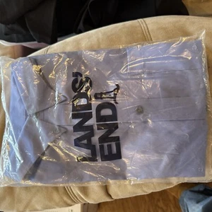 Lands' End Mens Hyde Park Button Down Long Sleeve L 16.5/32 Oxford Blue *NWT* - Picture 1 of 2