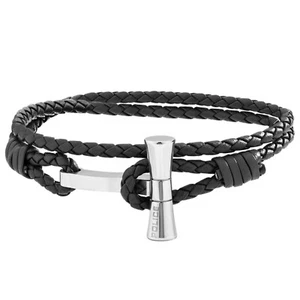 bracciale in cuoio nero uomo gioielli police PJ.26461BLB - Imagen 1 de 1