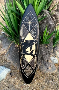 Tribal Shark Decorative Surfboard Wall Plaque 39"x 10" - Picture 1 of 5