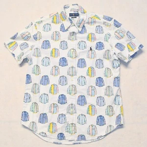 Polo Ralph Lauren Size Medium Classic Fit Short Sleeve Oxford Shirt All Over - Picture 1 of 10