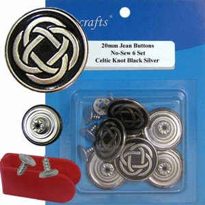 Botones tack de jean de repuesto de 20 mm sin costura (20W316) 6 quilates con herramienta - Imagen 1 de 3