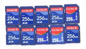 Lot Of 10x SanDisk 256MB MEGABYTE SD Camera Memory Cards - Picture 1 of 1