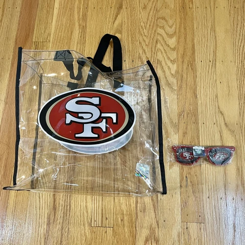 NEW San Francisco 49ers Official Merchandise Bundle (Mesh Sunglasses, Bag) Cover