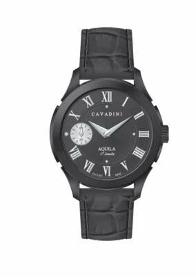 Cavadini CV-1301 Herrenuhr Handaufzug Unitas ETA-6497 Swiss Made Römisch schwarz - Bild 1 von 4