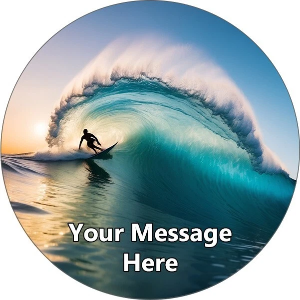 Surfing Personalised Cake Toppers Edible Icing Wafer Decor Water Surfer Wave Fun - Image 1 of 4