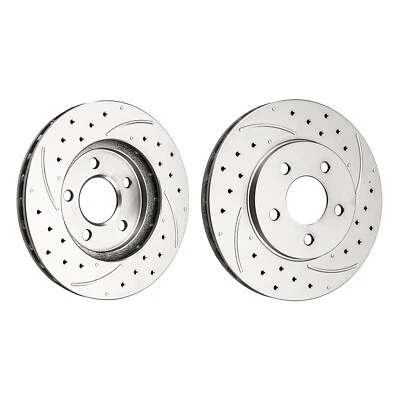 Rotores de freno delanteros perforados y ranurados para 96-00 Chrysler Plymouth Grand Voyager  Foto 1 de 4