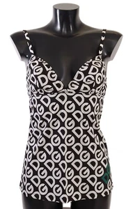 DOLCE & GABBANA Underwear Cotton Black White Logo Print Camisole Top IT4 /L $320 - Picture 1 of 8