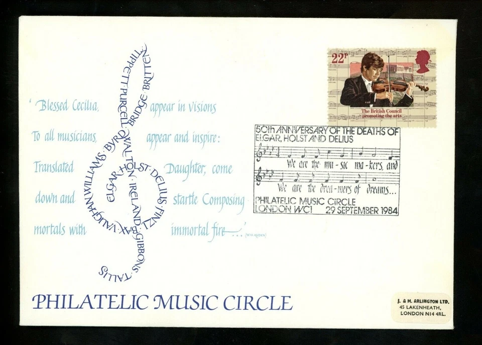 Postal History Great Britain #1068 Music Circle Deaths Pictorial 1984 London - Image 1 of 3