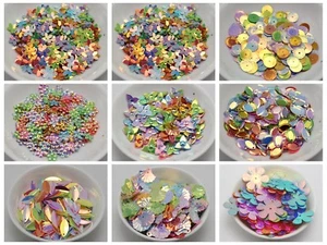 Craft DIY Loose Shimmer Sequins Paillettes Various Shape Sewing Wedding Garment  - Picture 1 of 21