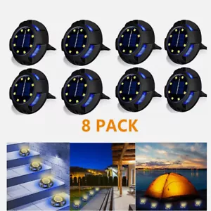 LED Ground Lights Solar 4/8pack Outdoor Disk Buried Lawn Pathway Garden Lights - Picture 1 of 26