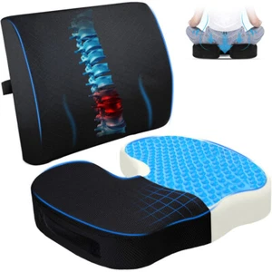 Gel Seat Cushion & Lumbar Support Pillow | Back Support for Office Chair, - Picture 1 of 8