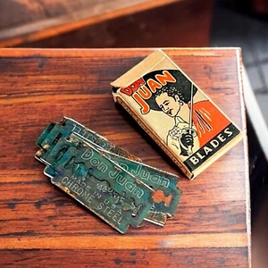 Don Juan Rasierklingen Box Vintage Chromstahl USA Rasur Barber Ephemera - Bild 1 von 7