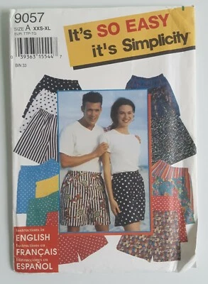 1996, SIMPLICITY #9057 TEENS MEN'S OR MISSES SIZES XXS-XXL SHORTS PATTERN UNCUT - Image 1 of 3