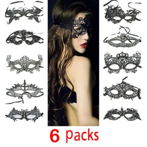 Cytherea 6er-Packungen Sexy Schwarz Spitze Auge Gesichtsmaske Maskerade Party Halloween Abschlussball - Bild 1 von 19