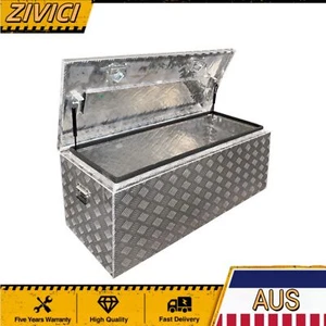 Aluminium Rectangular Tool Box Stainless T Lock Trailer Truck ToolBox Top Open - Picture 1 of 4