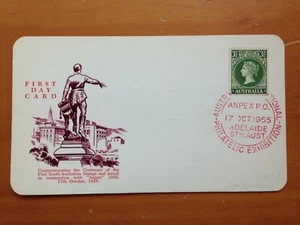 1955 AUSTRALIA SOUTH AUSTRALIA STAMP CENTENARY EXHIBITION FDC CARD BY WESLEY RED - Picture 1 of 4